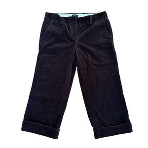 J Crew Brown Corduroy Cropped Pants City Fit Straight Classic Size 4